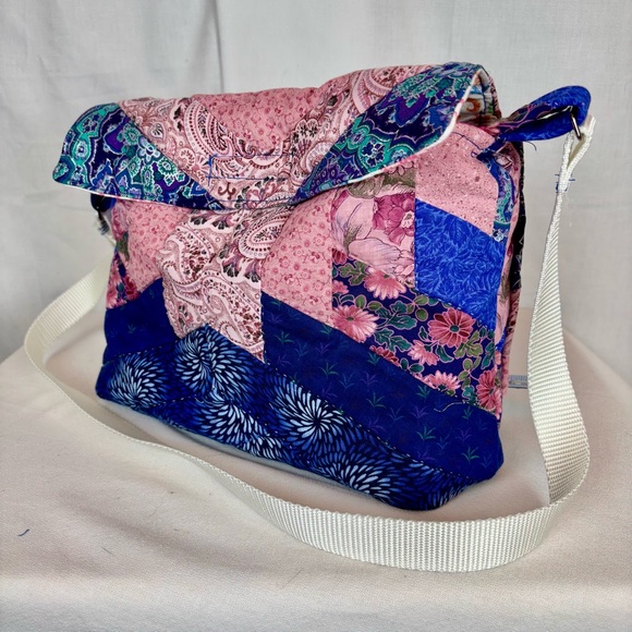 House of Martha Handbags - Handmade Upcycled Quilt Bible Tote Bag | Jewel Tones Carryall with Strap /Pocket